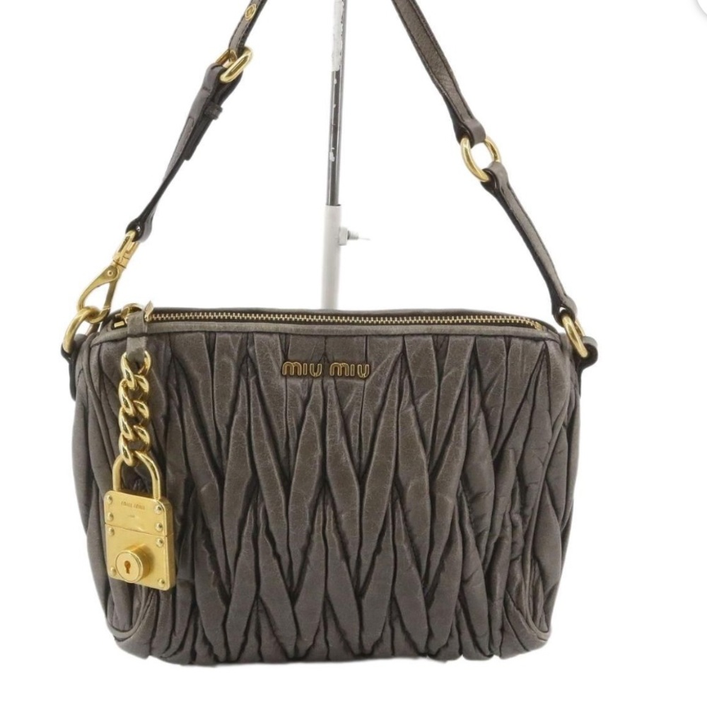 Authentic MiuMiu Contenitor Matelasse Luxe Padlock Black Mini Shoulder Bag
